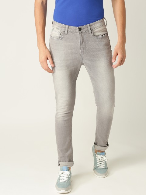

United Colors of Benetton Men Grey Carrot Fit Mid-Rise Clean Look Stretchable Jeans