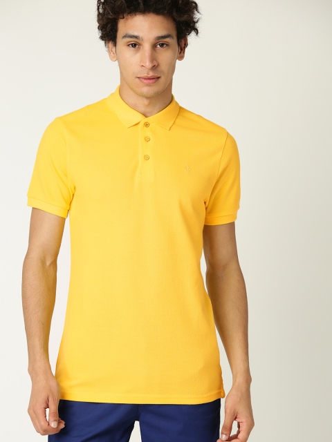 

United Colors of Benetton Men Yellow Solid Polo Collar T-shirt