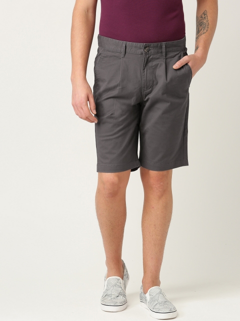 

United Colors of Benetton Men Charcoal Grey Solid Slim Fit Regular Shorts