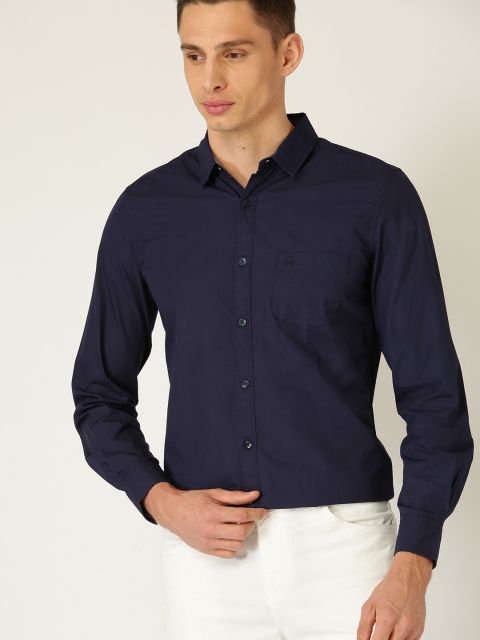 

United Colors of Benetton Men Navy Blue Regular Fit Solid Casual Shirt