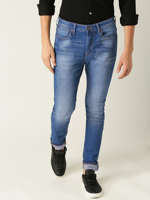 

United Colors of Benetton Men Blue Carrot Fit Mid-Rise Clean Look Stretchable Jeans