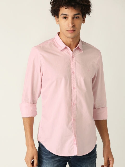 

United Colors of Benetton Men Pink Regular Fit Solid Casual Shirt