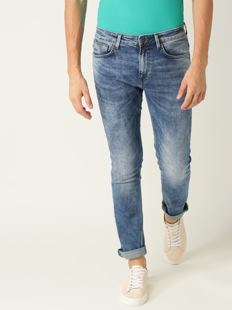 

United Colors of Benetton Men Blue Skinny Fit Mid-Rise Acid Washed Clean Look Jeans