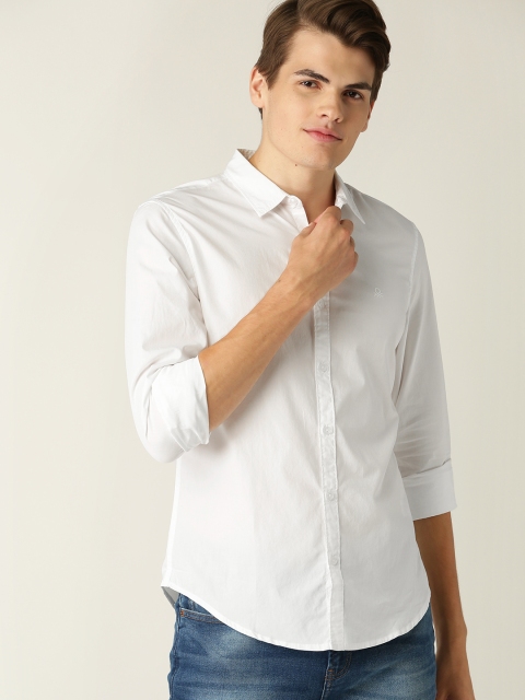 

United Colors of Benetton Men White Slim Fit Solid Casual Shirt