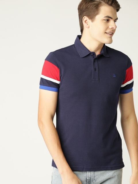 

United Colors of Benetton Men Navy Blue Solid Polo Collar T-shirt