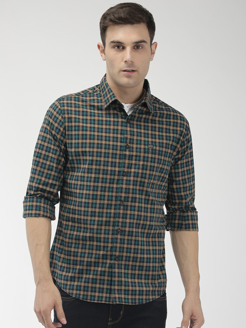 

The Indian Garage Co Men Navy Blue & Yellow Slim Fit Checked Casual Shirt