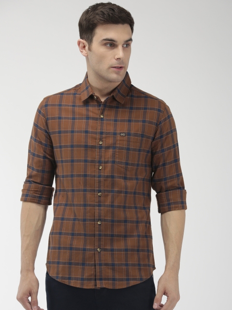 

The Indian Garage Co Men Brown & Blue Slim Fit Checked Casual Shirt