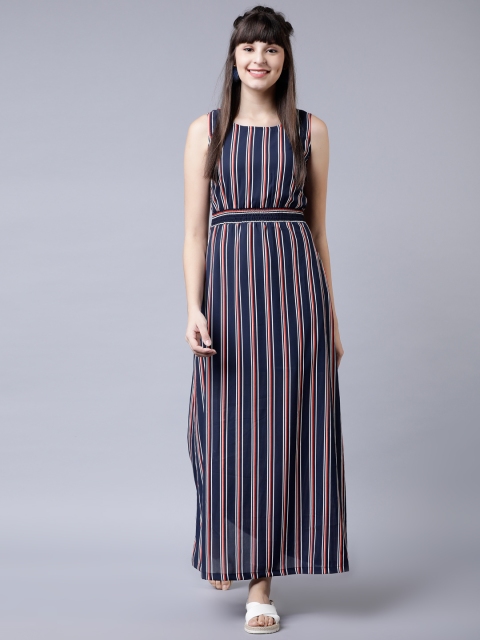 

Tokyo Talkies Women Navy Blue & Red Printed Maxi Dress