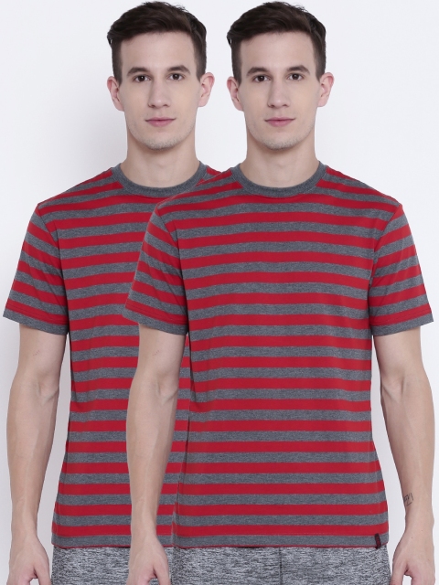 

Jockey Men Pack Of Two Red & Navy Blue Striped T-shirts