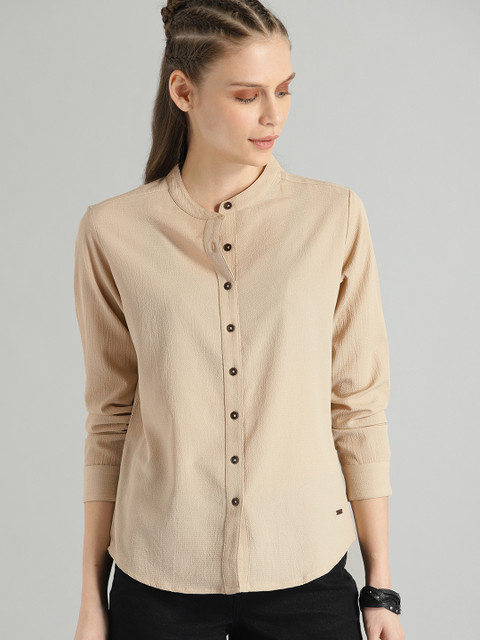 

Roadster Women Khaki Solid Shirt Style Top