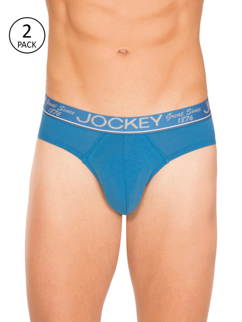 

Jockey Men Pack Of Two Blue Solid Briefs 4386062-2