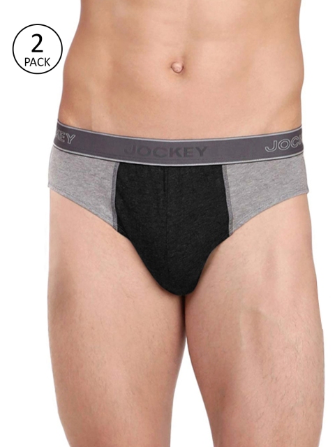 

Jockey Men Pack Of Two Grey & Black Colourbloacked Briefs 7276856-2