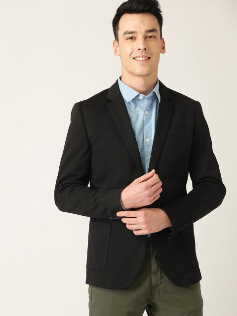 

United Colors of Benetton Men Black Single-Breasted Smart Casual Blazer