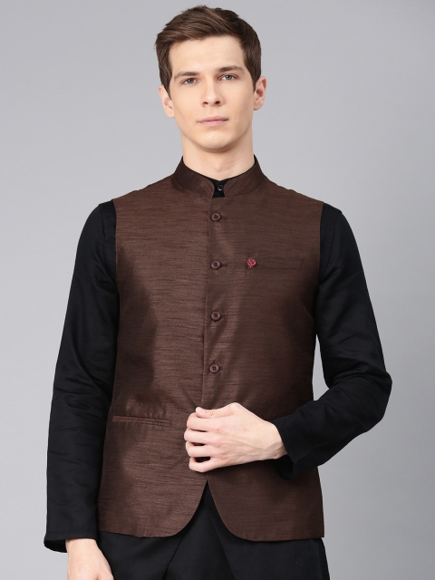 

Freehand Men Brown Solid Nehru Jacket