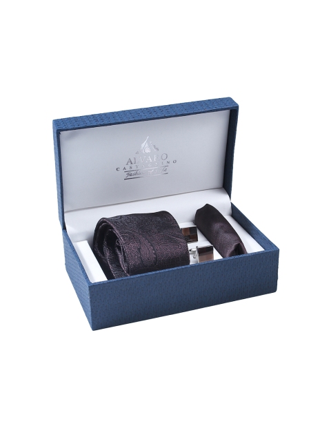 

Alvaro Castagnino Men Brown & Silver-Toned Accessory Gift Set