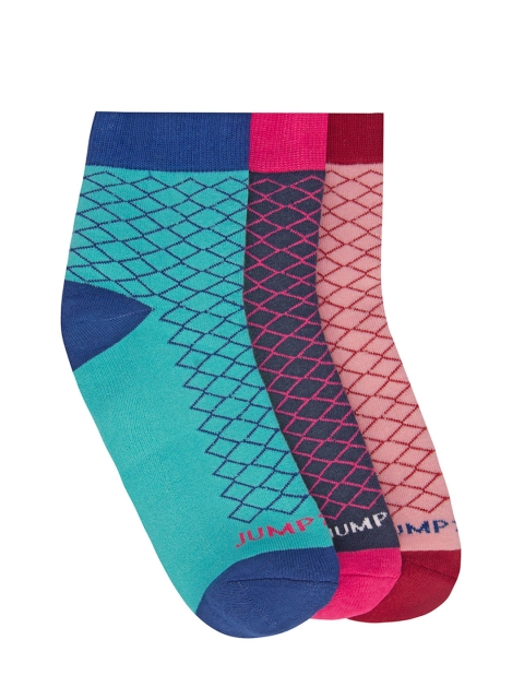 

JUMP USA Women Pack of 3 Multicoloured Patterned Ankle-Length Socks, Multi