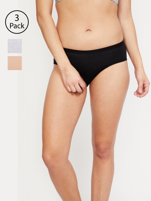 

Ginger by Lifestyle Women Pack of 3 Solid Hipster Briefs 8903732808284, Black
