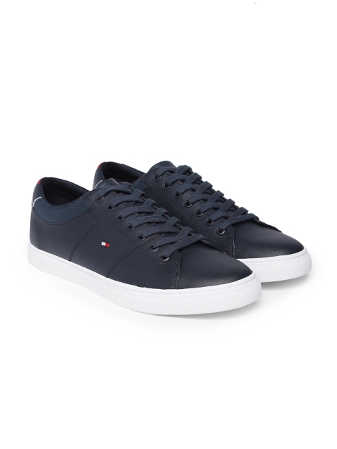 

Tommy Hilfiger Men Navy Blue Essential Collar Leather Sneakers