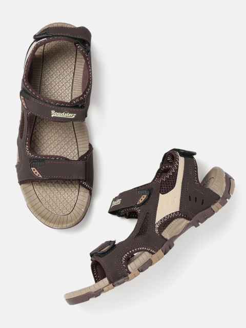 

Roadster Men Coffee Brown & Beige Solid Sports Sandals