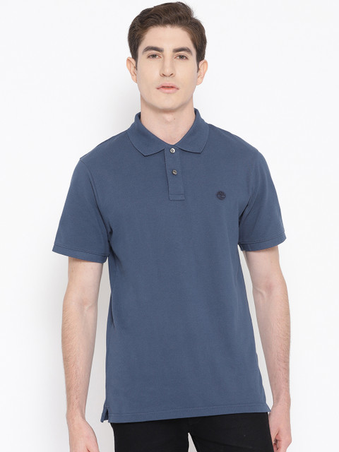 

Timberland Men Navy Blue Solid Polo Collar T-shirt