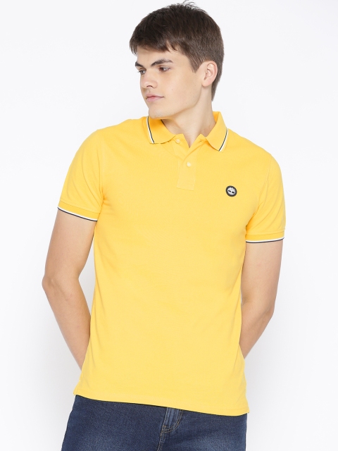 

Timberland Men Yellow AF Millers River Tipped Slim Fit Solid Polo Collar T-shirt