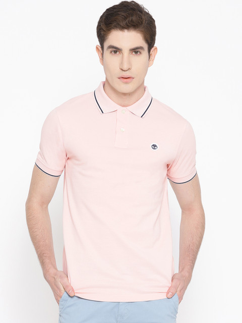 

Timberland Men Peach-Coloured Solid Polo Collar T-shirt