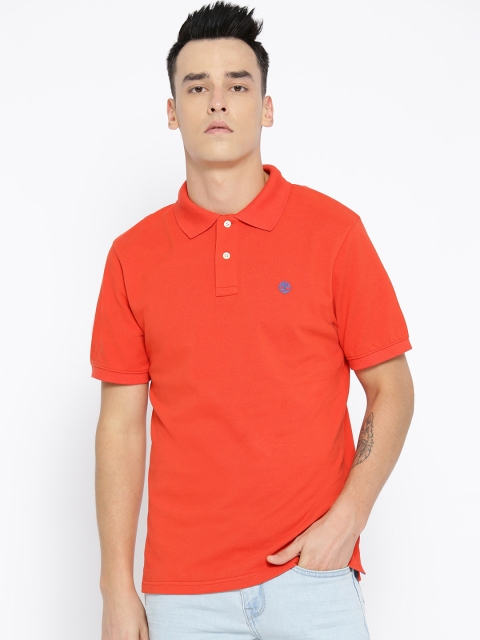 

Timberland Men Orange AF Millrs River Auror Solid Polo Collar T-shirt