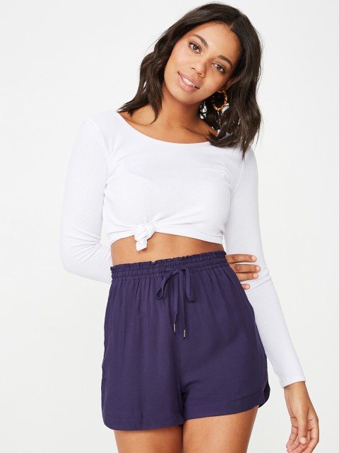 

COTTON ON Women Navy Blue Solid Loose Fit Regular Shorts