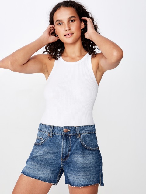 

COTTON ON Women Blue Solid Loose Fit Denim Shorts