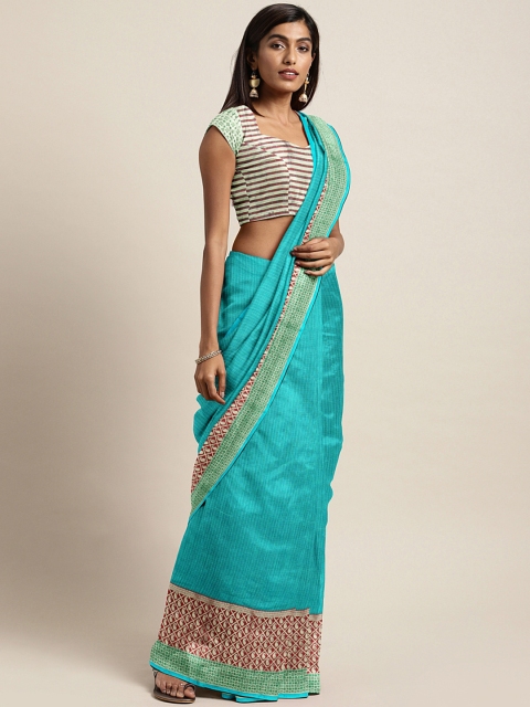 

Triveni Sea Green Solid Silk Cotton Saree