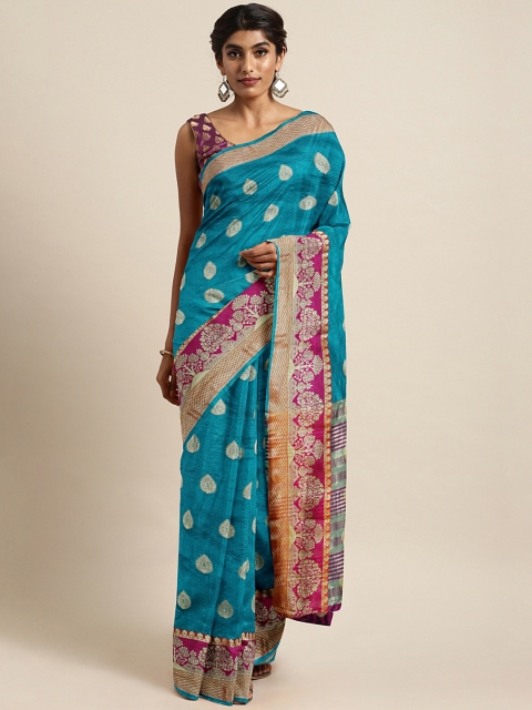 

Triveni Turquoise Blue Woven Design Art Silk Saree