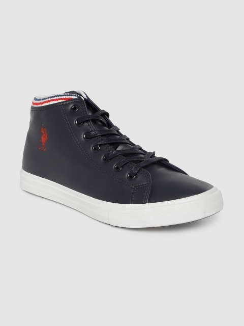 

U.S. Polo Assn. Men Navy Blue Solid Mid-Top Sneakers
