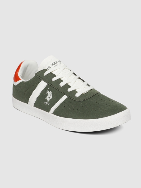 

U.S. Polo Assn. Men Olive Green Solid Misba Sneakers