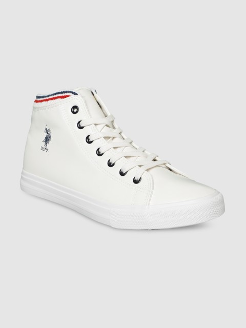 

U.S. Polo Assn. Men Off-White Astilian Solid Mid-Top Sneakers