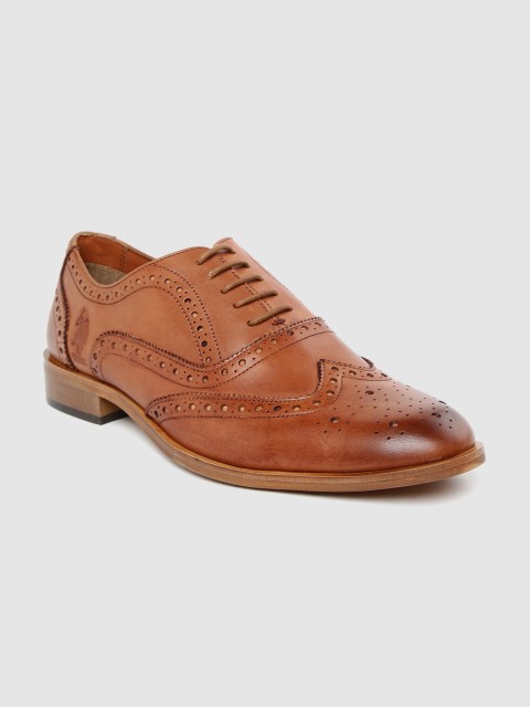 

U.S. Polo Assn. Men Tan Brown Leather Formal Brogues