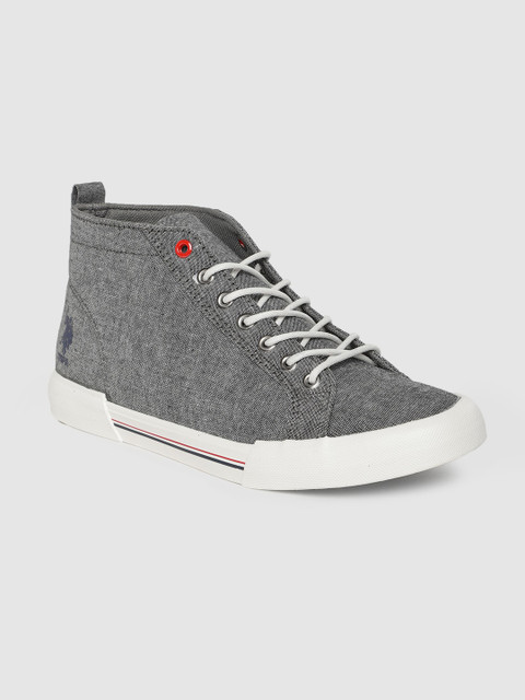 

U.S. Polo Assn. Men Grey Solid Mid-Top Sneakers