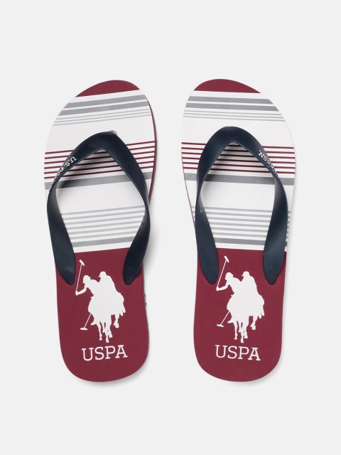 

U.S. Polo Assn. Men Red & Navy Blue Striped Thong Flip-Flops