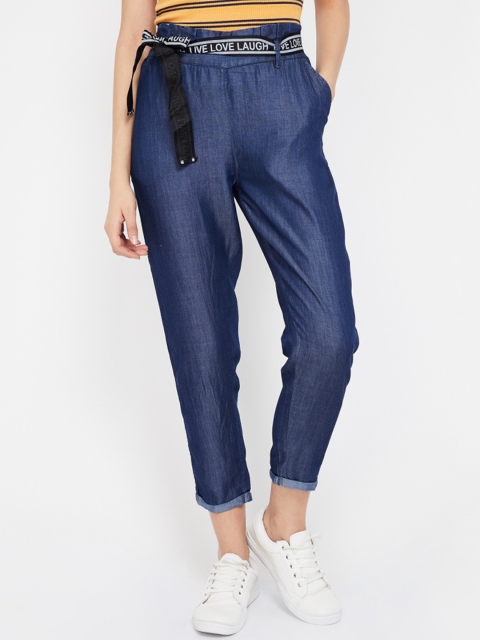 

Ginger by Lifestyle Women Blue Regular Fit Solid Regular Trousers