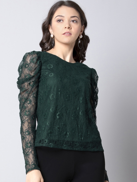 

FabAlley Women Green Self Design Top