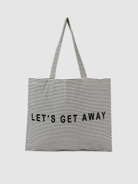 

Accessorize Navy Blue & Off-White Striped Tote Bag