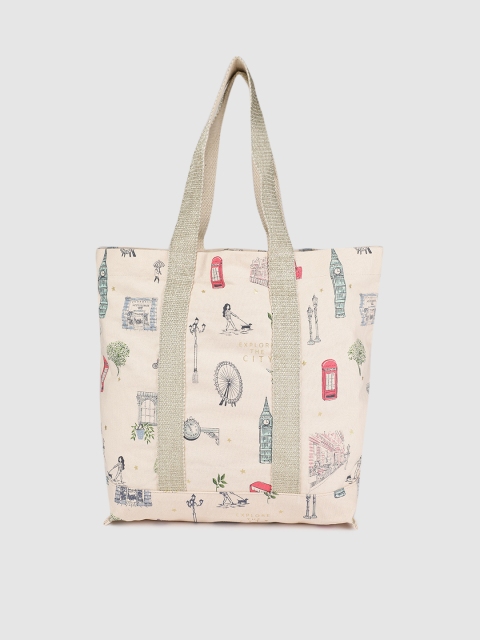 

Accessorize Beige Printed Tote Bag