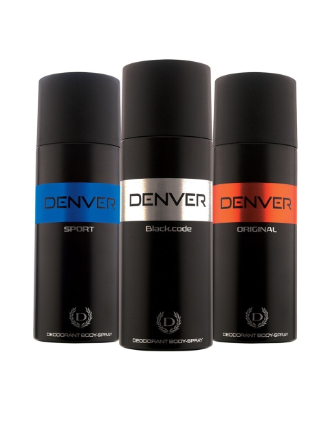 

Denver Men Set of 3 Deodorant Body Sprays, Black