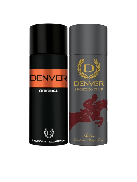 

Denver Men Set of 2 Original & Sporting Club Rider Deodorant Body Sprays, Black