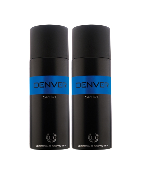 

Denver Men Set of 2 Blue Sport Deodorant Body Sprays, Black