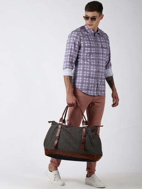 

Blue Saint Men Purple & White Slim Fit Checked Casual Shirt
