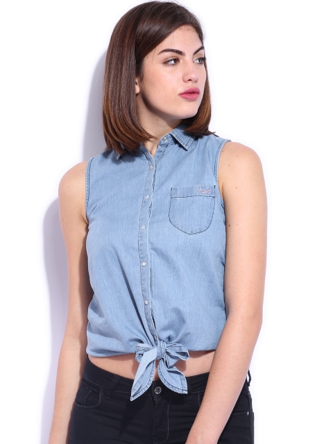 

Flying Macjine Blue Sleeveless Denim Shirt