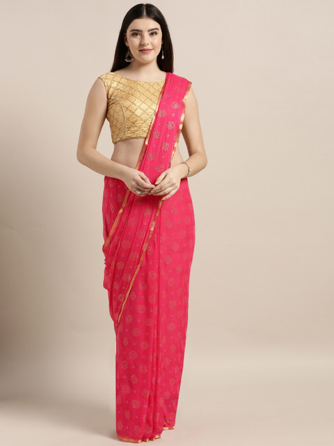 

MOKSHA DESIGNS Pink Embellished Pure Chiffon Saree