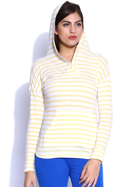 

Flying Machine White & Yellow Striped Hooded T-shirt