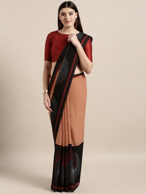 

MOKSHA DESIGNS Multicoloured Printed Poly Crepe Saree, Black