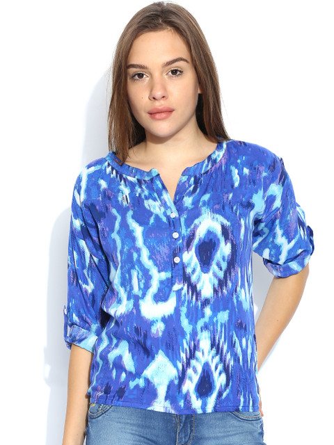 

Flying Machine Blue Printed Top